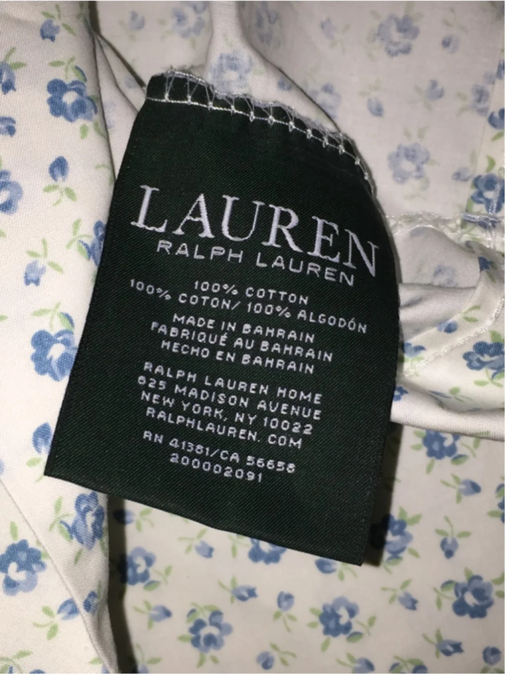 2 Vintage Ralph Lauren White Blue Calico Pillowcase Floral Print Cottagecore New